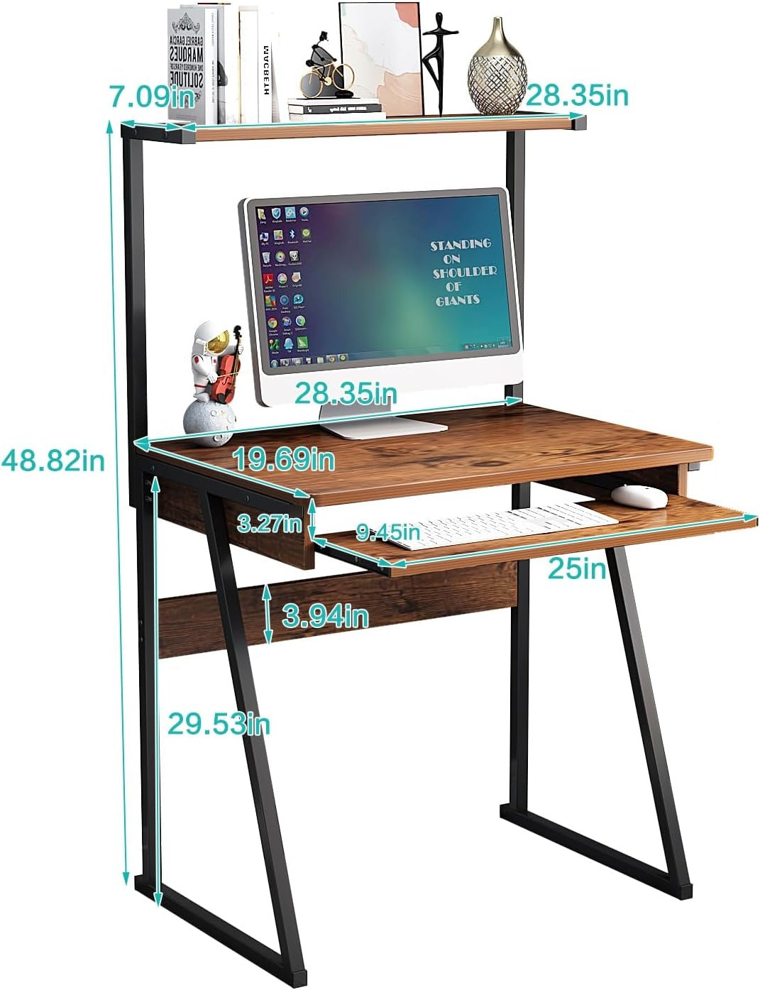 2-Tier Compact Laptop Desk with Keyboard Tray