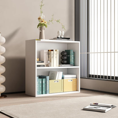 2-tier white MDF bookshelf