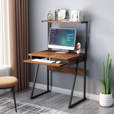 2-Tier Compact Laptop Desk with Keyboard Tray