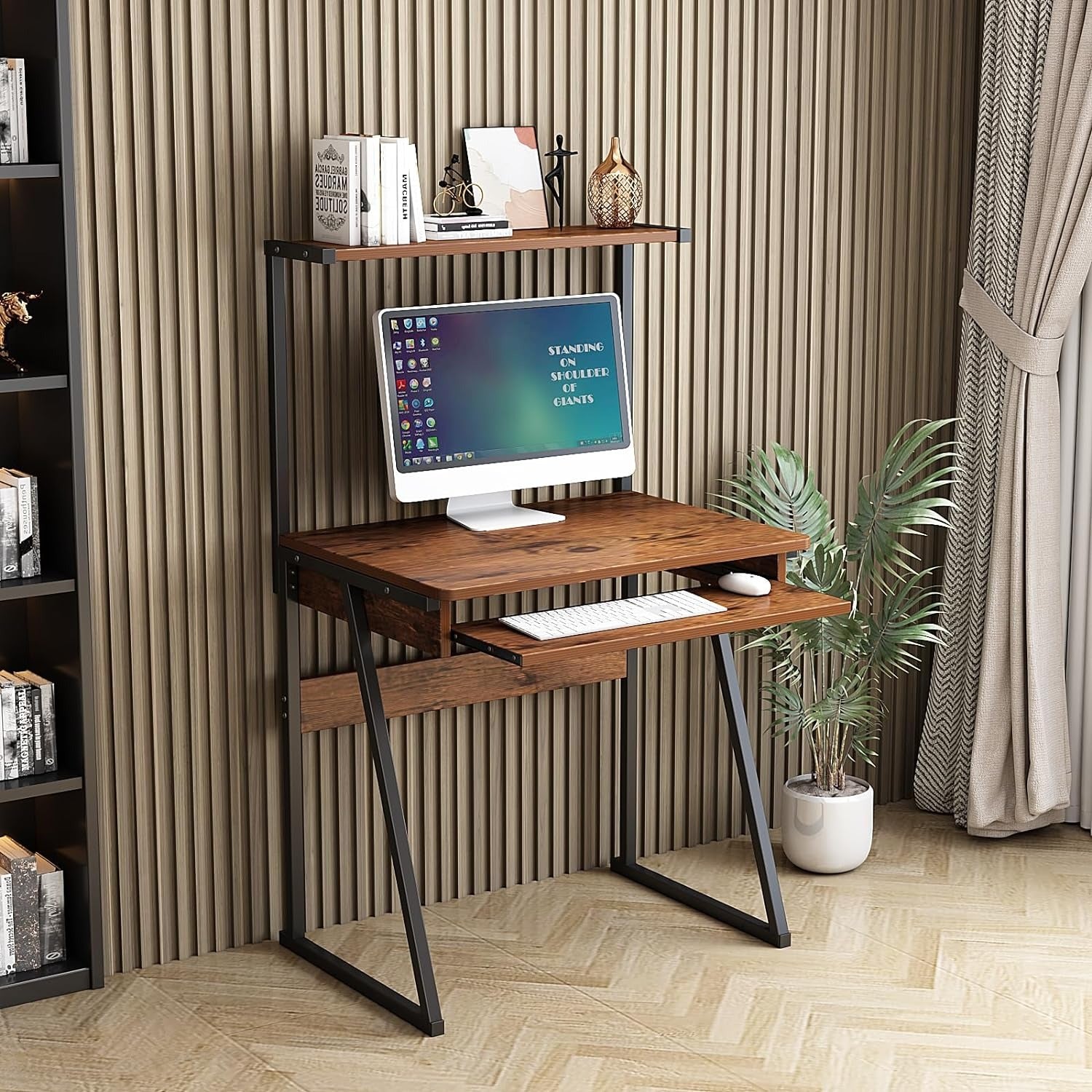 2-Tier Compact Laptop Desk with Keyboard Tray