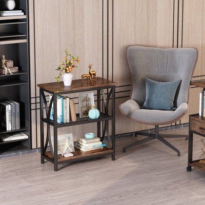 Display Rack 3-Tier Single French Oak Grey/ Black